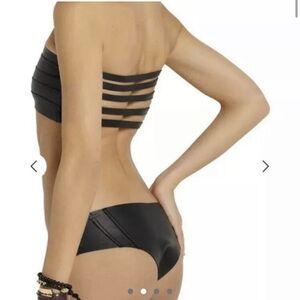 MIKOH NEOPRENE BANDEAU TOP AND HIPSTER BOTTOMS BLACK XS - sold as set!